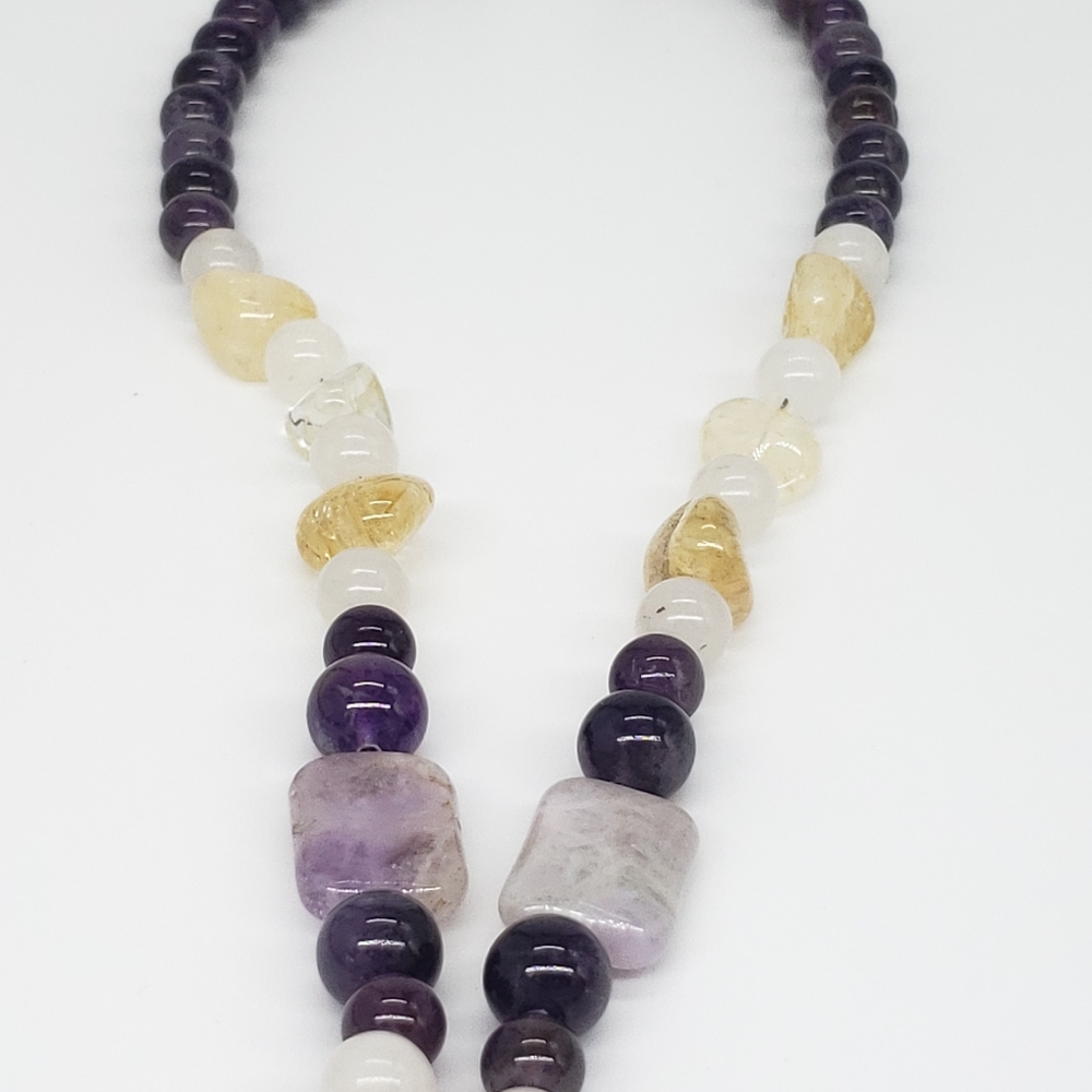💥 Amethyst & Citrine Handmade Bead Boho Necklace - Picture 6 of 11